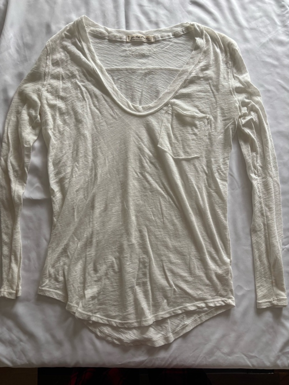 We The Free Cream Scoop Neck Long Sleeve Top